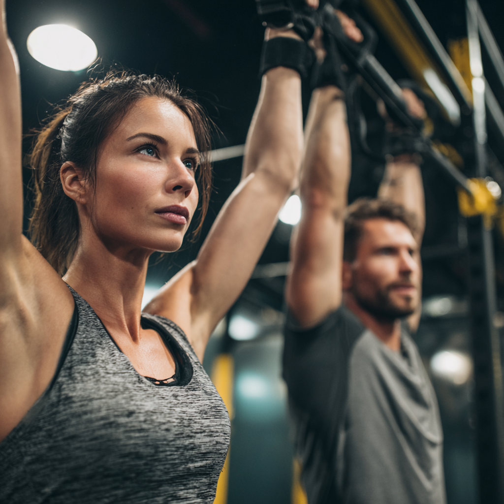 Happy Slovak professional in business attire doing desk stretches and movement exercises in modern office environment